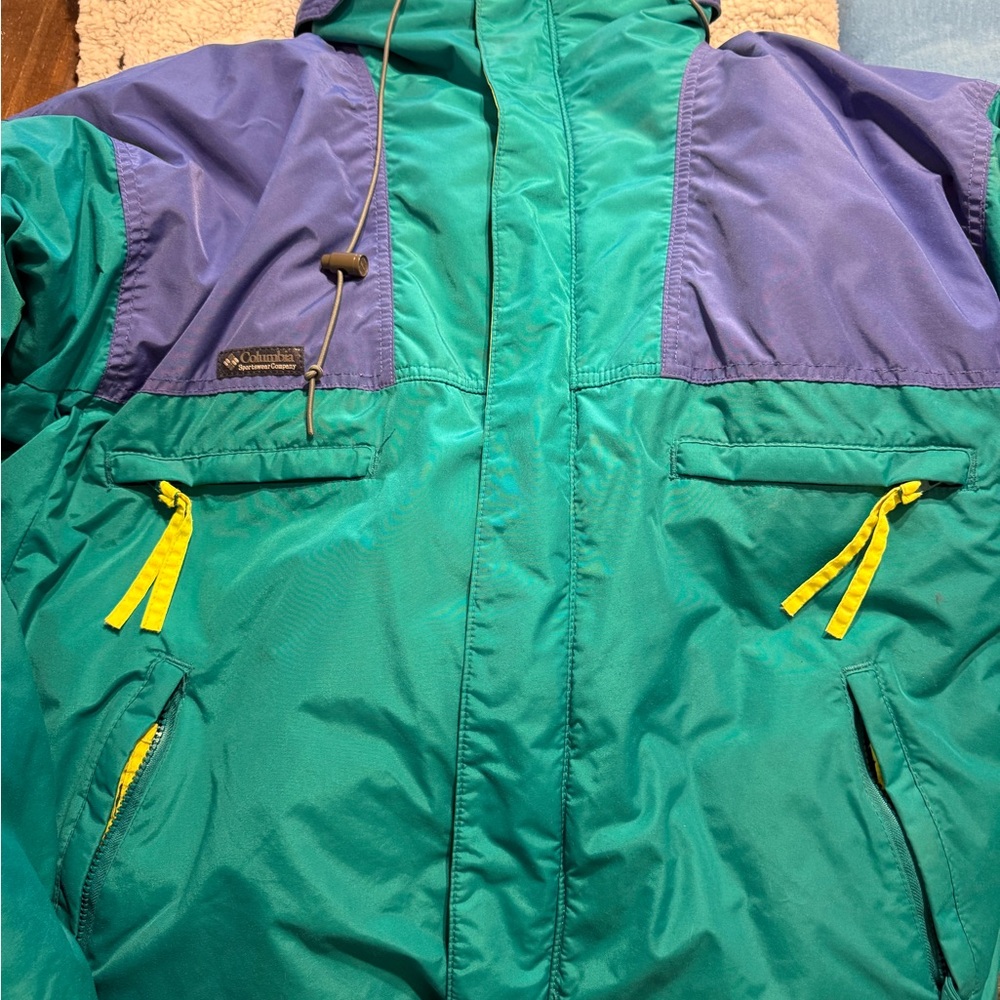 Columbia Blue and Green Jacket with Yellow Accents